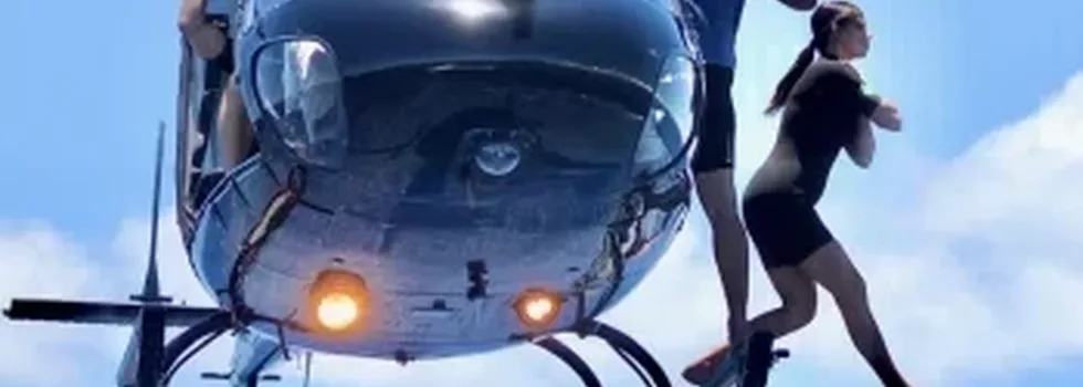 Hawaii helicopter jump into ocean