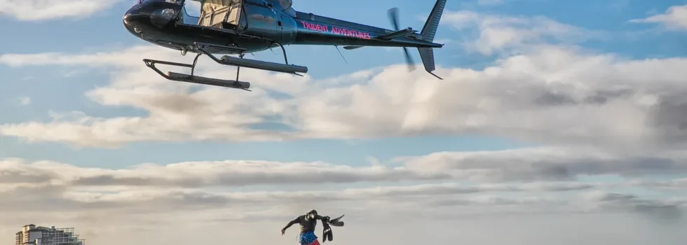 Oahu helicopter jump into ocean