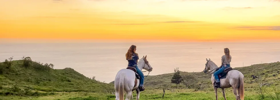 Sunset over the ocean horseback oahu