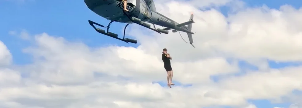 Big jump from safety helicopter into ocean hawaii