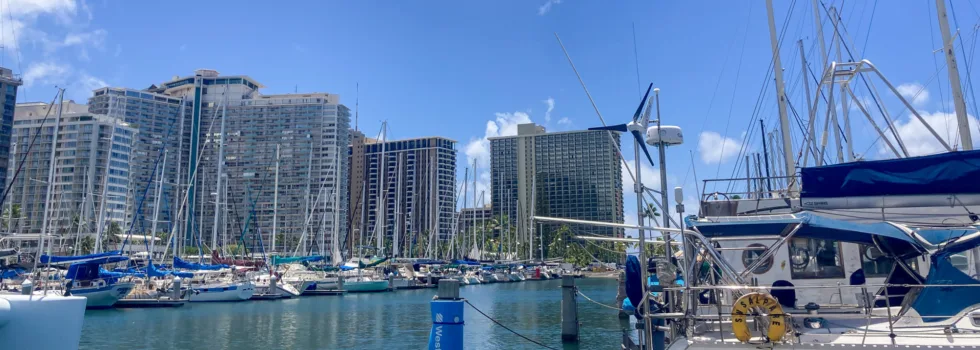 Ala wai boat harbor waikiki hotel background