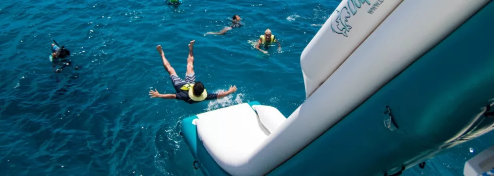 Oahu water slide boat