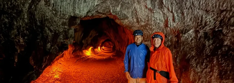 Bike tour guests in thurston lava tube
