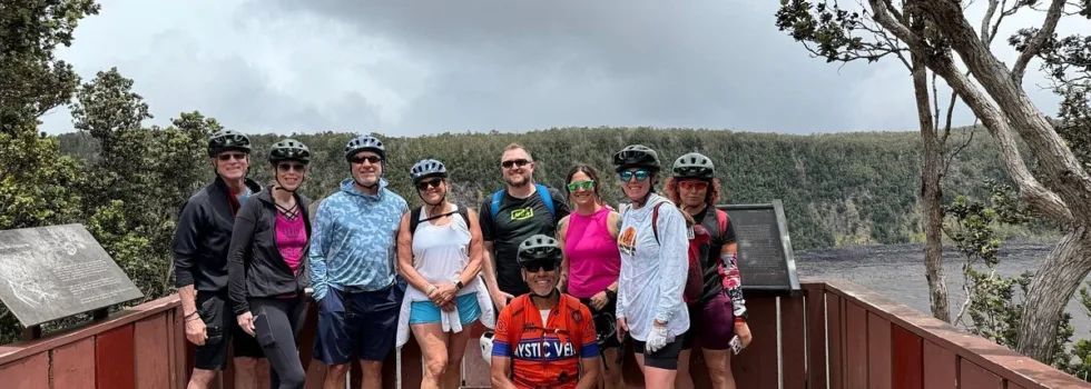 Bike tour guests on chain of craters road