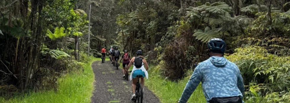 Gravel road on hawaii volcano bike tour