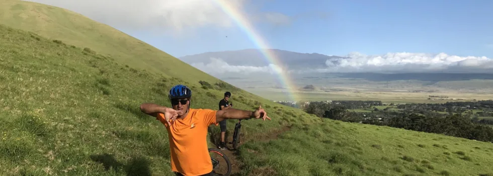 Rainbow during bike tour big island