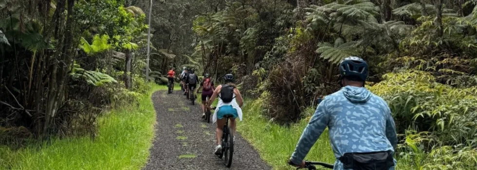 Gravel road on hawaii volcano bike tour