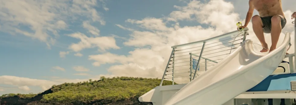Kona snorkel catamaran with water slide
