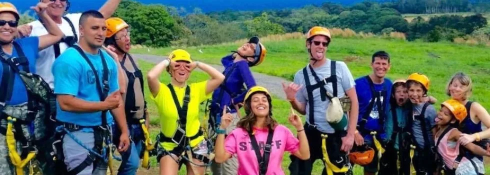 Staff at botanical world zipline