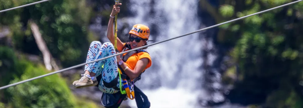 Waterfall background for zipline hawaii