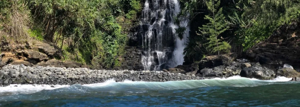 Waterfall into ocean onomea