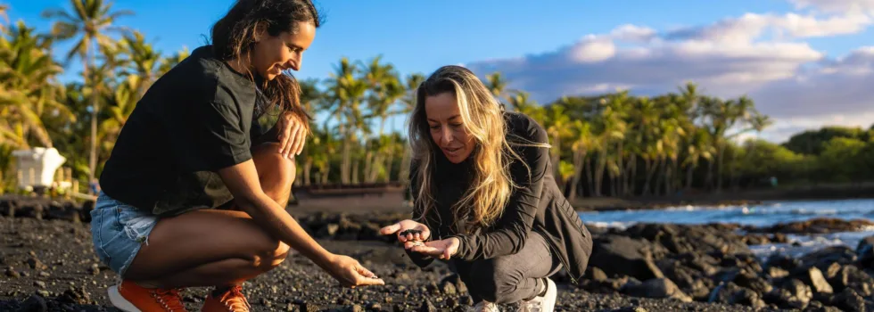 Punaluu black sand beach tour group