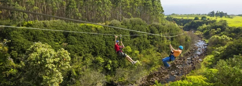 Zipline across river hawaii
