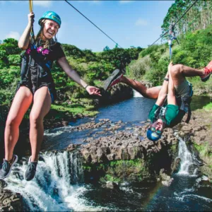 Zipline over Waterfalls in Hawaii