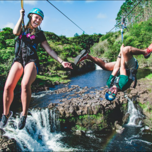 Zipline over Waterfalls in Hawaii