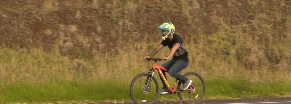 Downhill volcano maui bike rider