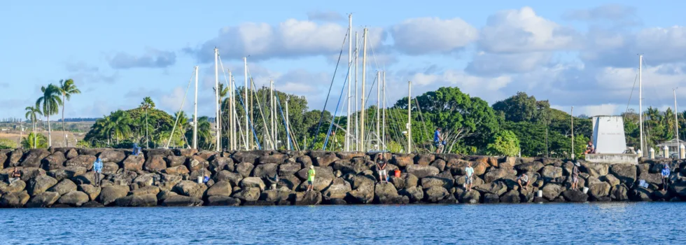 Fisherman outside haleiwa harbor