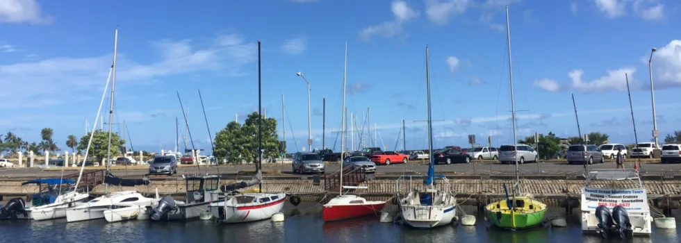 Row of sailboats haleiwa harbor