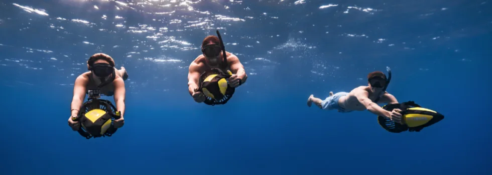 Friends sea scooter snorkel maui