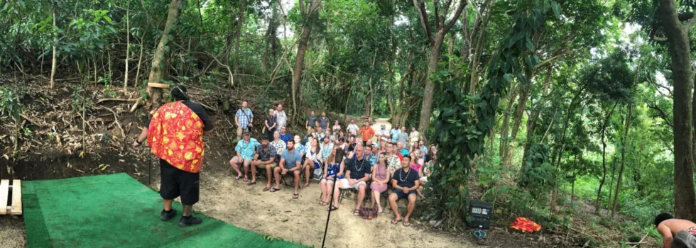 Luau crowd in jungle luau