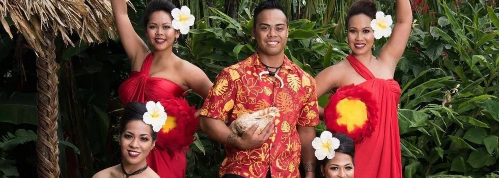 Happy luau staff hula dancer