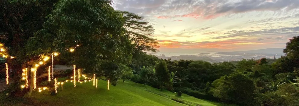 Luau lawn with sunset view