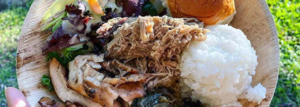 Plate of luau food oahu