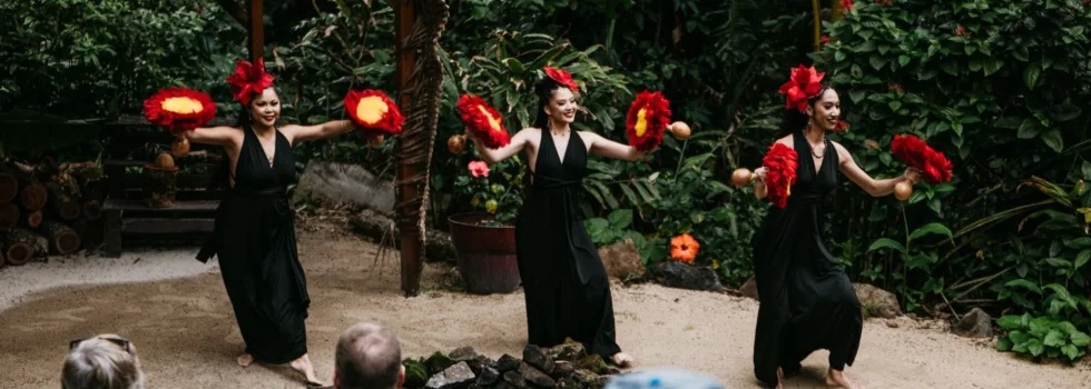 Hula dancer at mountain luau