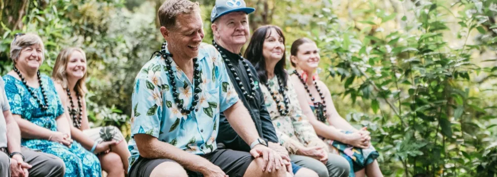 Laughing luau crowd oahu