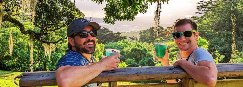 Oahu luau bench swing cocktail hour