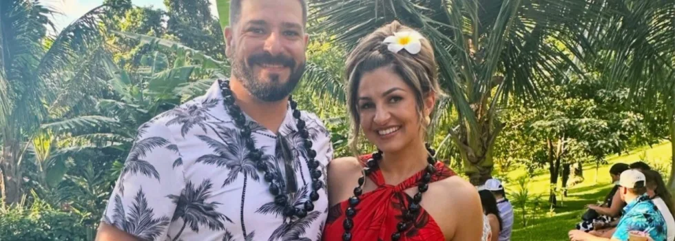 Cute couple at mountain luau oahu