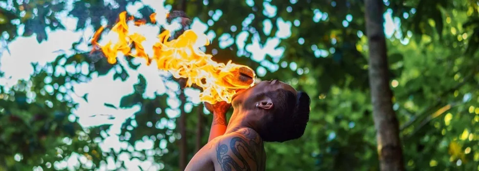 Fire dance at jungle luau