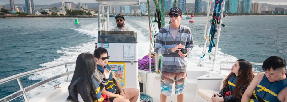Parasail boat captain and crew
