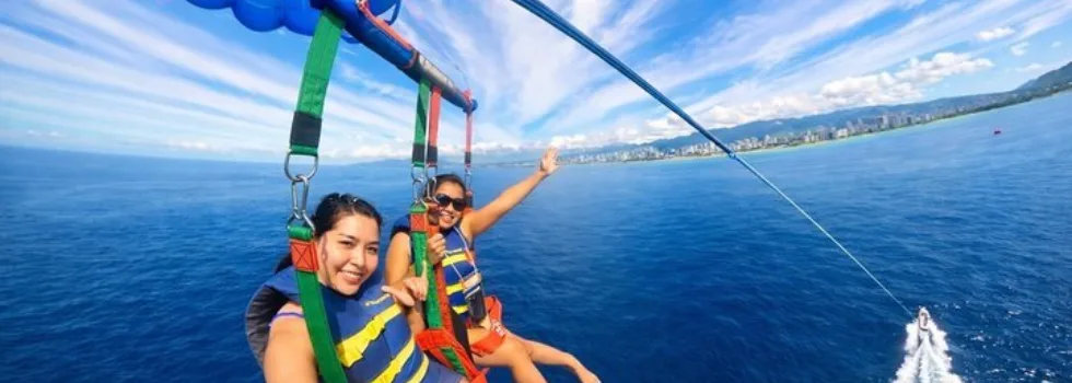 Parasailing high above waikiki