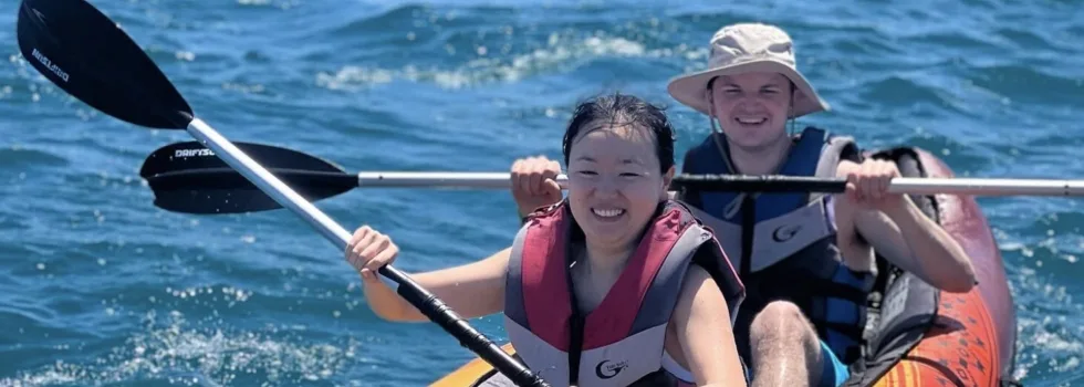 Kayak in waikiki off catamaran