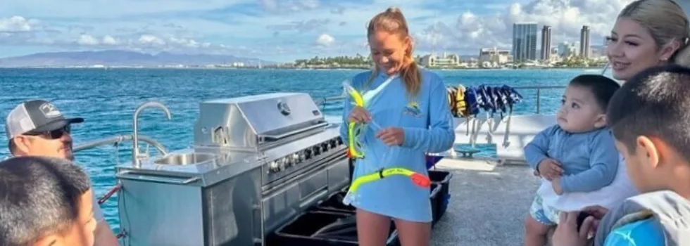 Snorkel instructor waikiki catamaran