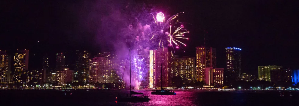 Friday Fireworks Waikiki show from catamaran