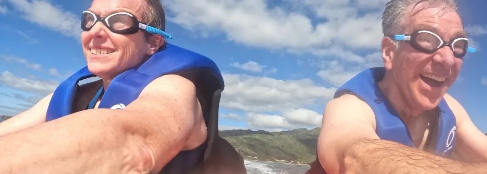 Happy retirees on bumper tube oahu