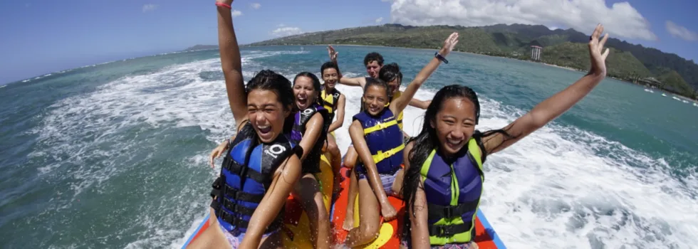 Banana boat ride with friends oahu