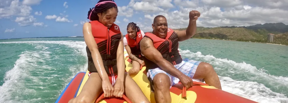 Ride a banana boat on oahu