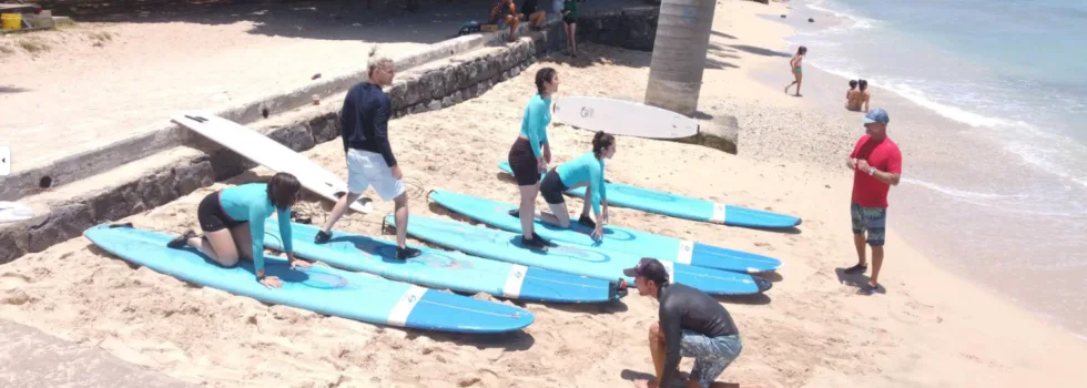 Waikiki surf school land demonstration