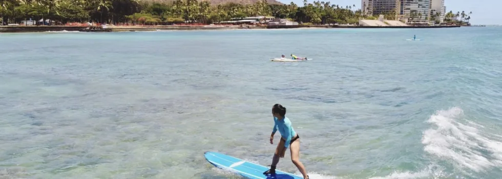 Surf lesson near diamond head