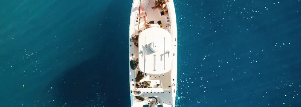 Waikiki speed boat from drone