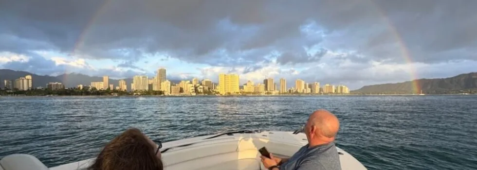 Rainbow couple private boat waikiki