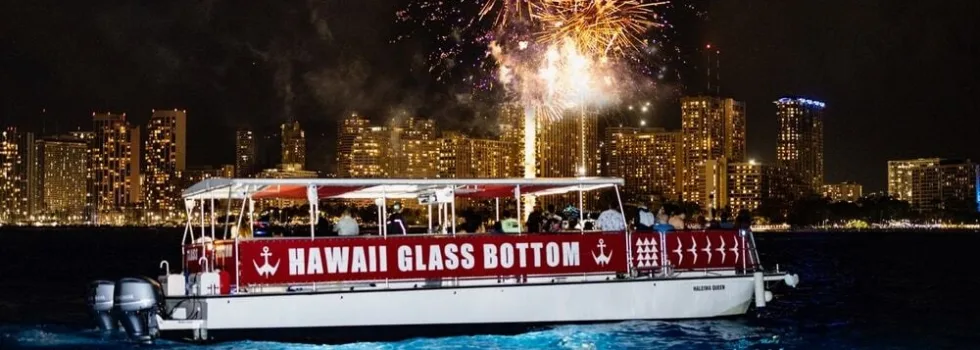 Waikiki fireworks boat view