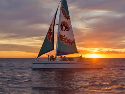 West Oahu Sunset Cocktail Cruise: Sunset sailing catamaran hawaii thumb