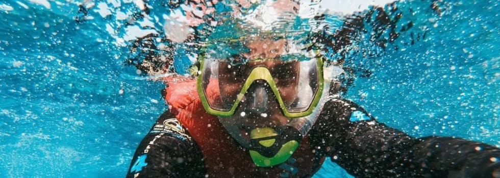 Snorkeler in waikiki hawaii