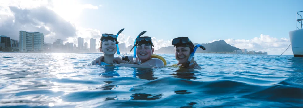 Snorkelers in waikiki