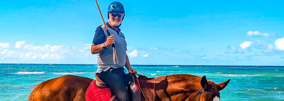 Horse polo player beach oahu