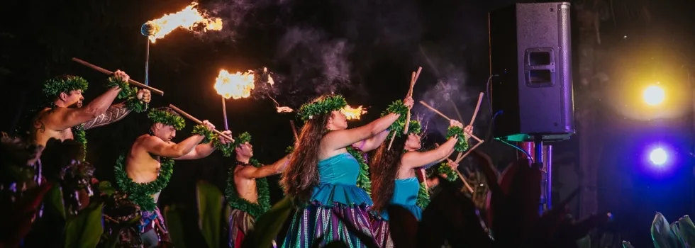 Hale hoaloha luau fire and puili dance